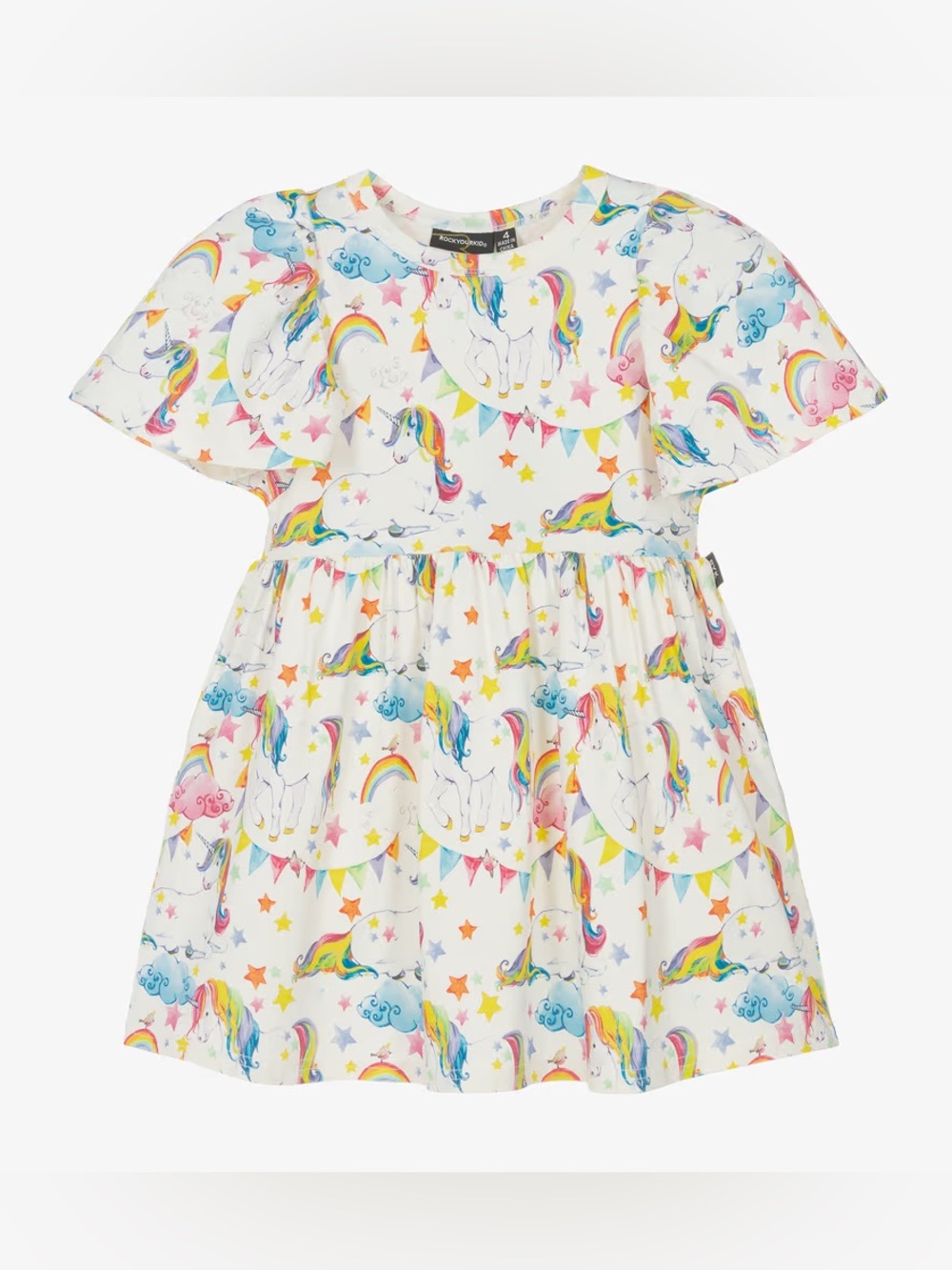 Rock Your Baby Ivory Unicorn Rainbow Fantasy Dress NWT Size 12